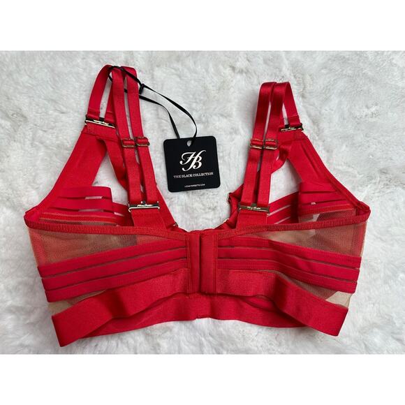 Honey Birdette LINDA C❤️ Raspberry Red Striped Bra 32DDD - Picture 3 of 3